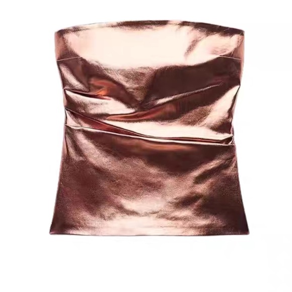 Zara Rose Gold Metalic Tube Top - Picture 2 of 10